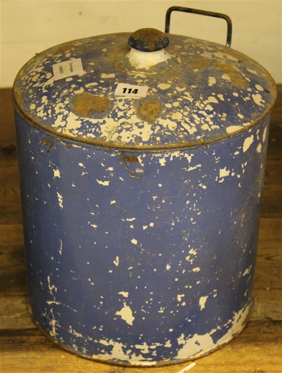 Edwardian pale blue enamel bread bin